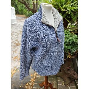 True Grit SHERPA‎ FLEECE 1/4 Zip Frosty Tip Pullover Blue Jacket SUPER SOFT XS